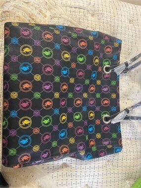 Black Tote with Multicolor Logo Circles